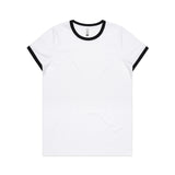 AS Colour Custom Wo's Maple Ringer Tee - 4053 (White/Black)