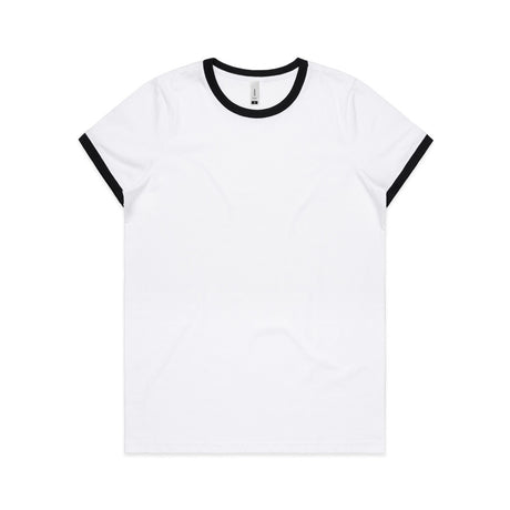 AS Colour Custom Wo's Maple Ringer Tee - 4053 (White/Black)