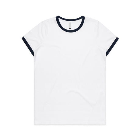 AS Colour Custom Wo's Maple Ringer Tee - 4053 (White/Navy)