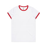 AS Colour Custom Wo's Maple Ringer Tee - 4053 (White/Red)