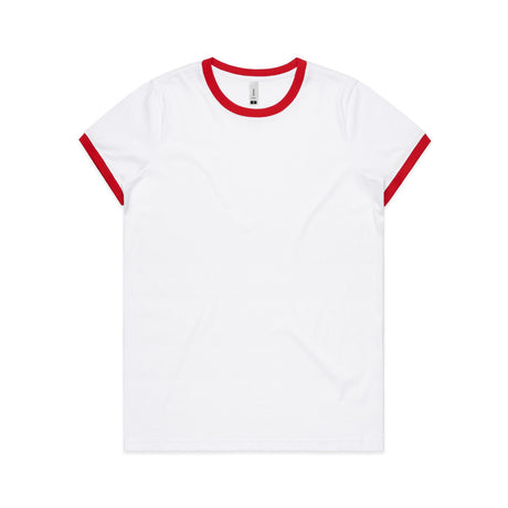 AS Colour Custom Wo's Maple Ringer Tee - 4053 (White/Red)