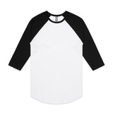 AS Colour Custom Raglan Tee - 5012 (White/Black)
