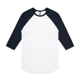 AS Colour Custom Raglan Tee - 5012 (White/Navy)