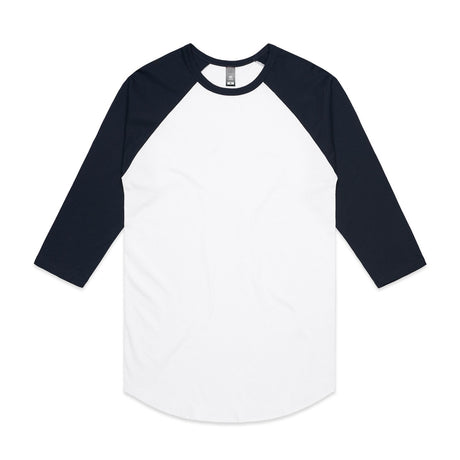 AS Colour Custom Raglan Tee - 5012 (White/Navy)