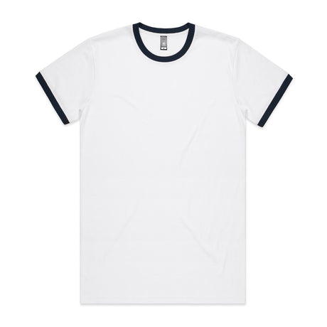 AS Colour Custom Staple Ringer Tee - 5053 (White/Navy)